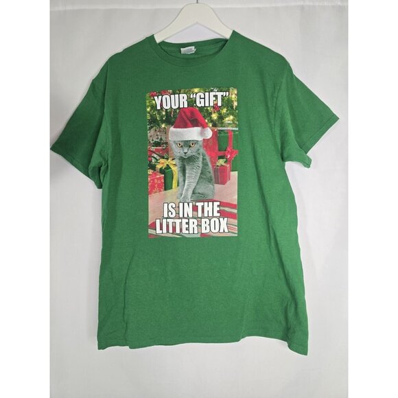 Delta Other - Your Gift is in the Litter Box Christmas funny Cat T-Shirt Size LARGE